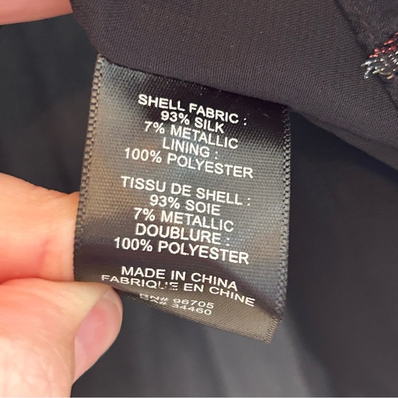 Rebecca Taylor Silk Metallic Chiffon Long Sleeve Top Size 6 - Picture 6 of 12